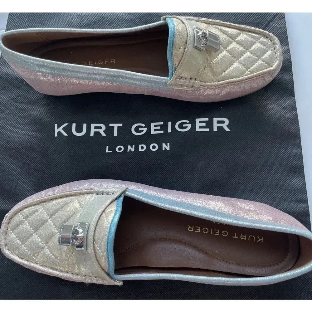 Kurt Geiger London Brixton Moc Metallic Shimmer Loafer Size 10 EU 41